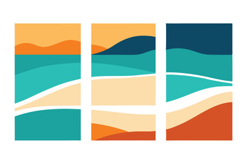 Colorful Abstract Landscape with Sky, Ocean, Coastline