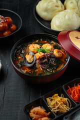 Hot and delicious soup with spices