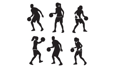 Men and women playing basketball