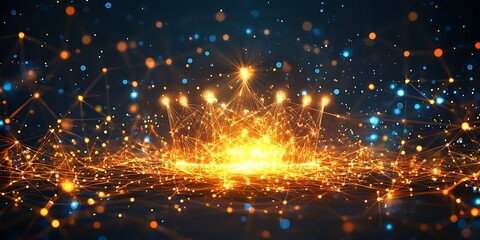 Naklejka premium Abstract crown of light, digital art, futuristic background, design element, web design