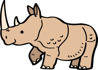 hand drawn cute cartoon character of a rhino.