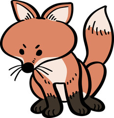 hand drawn cute cartoon character of a fox.