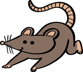 hand drawn cute cartoon character of a rat.