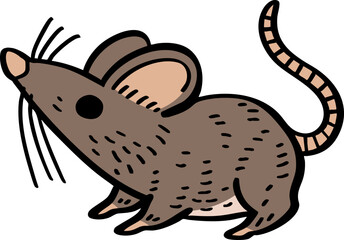 hand drawn cute cartoon character of a rat.