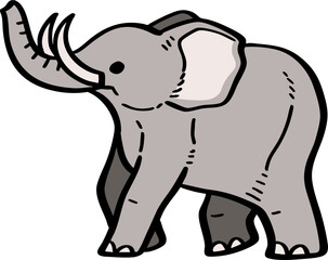 Obraz premium hand drawn cute cartoon character of an elephant.