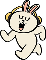 hand drawn cute cartoon character of a rabbit.