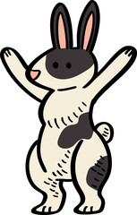hand drawn cute cartoon character of a rabbit.