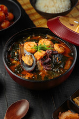 Hot and delicious soup with spices