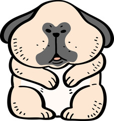 hand drawn cute cartoon character of a dog.