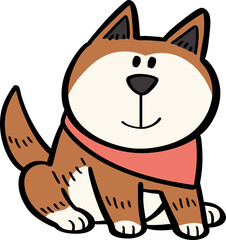 hand drawn cute cartoon character of a dog.