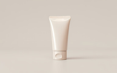 Top view of empty white cosmetic tube with realistic shadows.