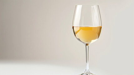 Elegant Wine Glass A Close-Up of Stemware with Amber Liquid Against a Neutral Backdrop