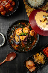 Hot and delicious soup with spices