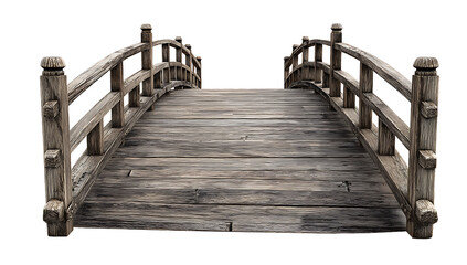 Old wooden bridge isolated on a transparent background