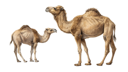 two camels isolated on white background .png