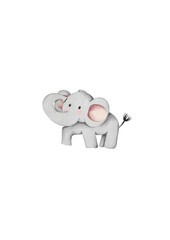 Single watercolor baby elephant illustration with transparent background.