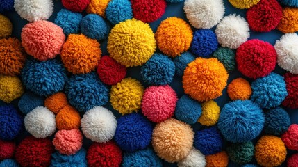 Colorful yarn pom-poms