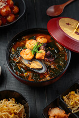Hot and delicious soup with spices