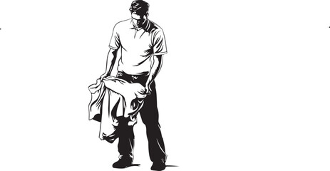 Fototapeta premium silhouette of a laundry man