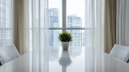 Sleek Office Minimalism: Sunlit Workspace with Design Aesthetics Design
