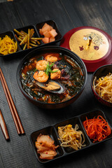 Hot and delicious soup with spices