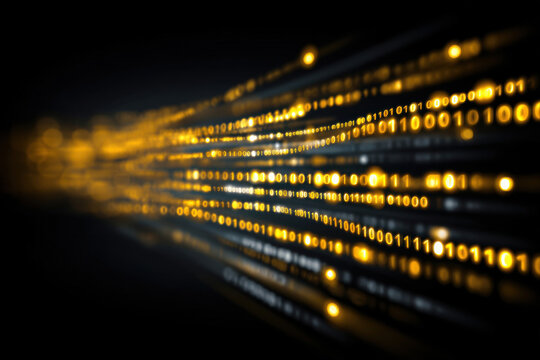 Binary code flowing stream abstract representation shows futuristic technology that makes people feel excited