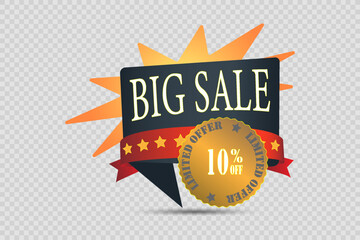 Big sale and discounts. Banner sticker. Vector illustration