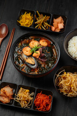 Hot and delicious soup with spices