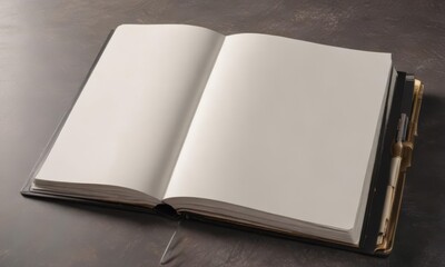 Fototapeta premium Close-up view of an open vertical photo album with pristine blank pages , background, photography