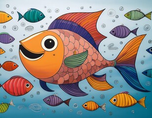 Naklejka premium seamless pattern with fishes