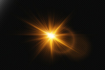 Light effect of flash of star sparks. On transparent background.