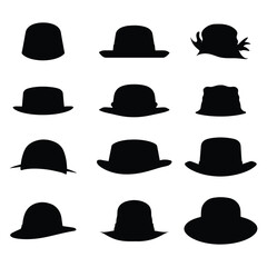 Various caps and hats minimalist silhouettes design vector art