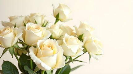 Obraz premium White rose and eustoma flower bouquet, isolated