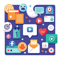 Trendy Social Media Icons & UI Elements Vector Pack – Instagram, TikTok, YouTube, UI Kit Design