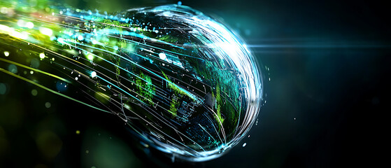 Dynamic energy sphere digital space abstract art sci-fi environment close-up view futuristic concept for seo impact