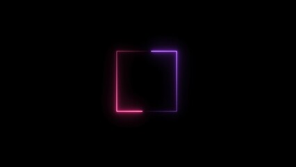 Neon frame animation. glowing rectangular border loop.