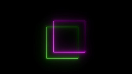 Neon frame animation. glowing rectangular border loop.