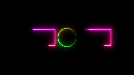 Glowing frame layout with circle animation.