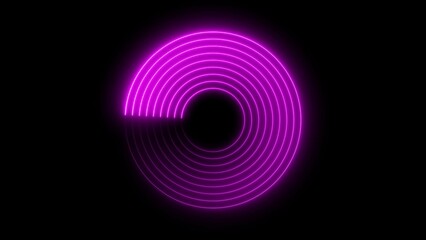 Purple neon rings. animated circular countdown illustration.