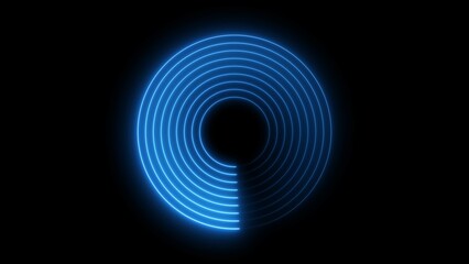 Purple neon rings. animated circular countdown illustration.