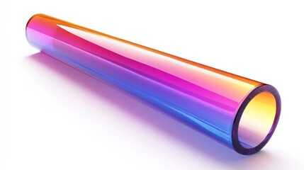 Vibrant Glass Tube with Colorful Reflections and Transparency Effects
