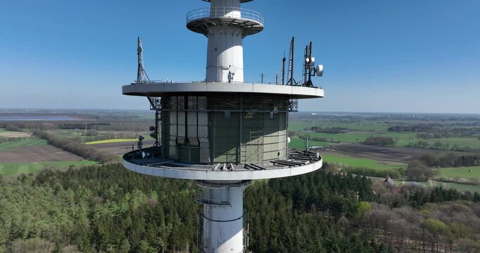 Funkubertragungsstelle Stade 1, Fernmeldeturm Stade, tv tower, telecommunications tower Stade, Germany. Aerial view.