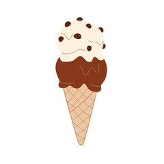 Chocolate and vanilla ice cream cone vector illustration