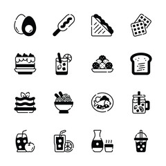 Grab this handy pack of snacks and drink designed in glyph style