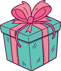 Obraz premium Detailed Wrapped Gift Box with Ribbon Bow Vector Illustration - Perfect for Celebrations and Festive Design Projects