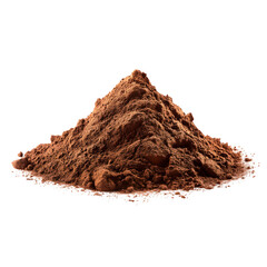 Pile cocoa powder isolated on white background, side view --v 7.0