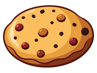 A sweet chocolate chip cookie vector illustration, a baked snack food art design