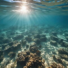 Fototapeta premium coral reef and sea, underwater scene with coral reef, coral reef in the sea