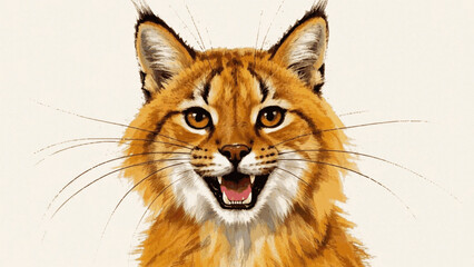 Desert Whispers: bobcat in wash bobcat smile happy isolated watercolor vector illustration svg 