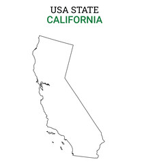 California map of USA state. California map vector illustration. California vector map on white background.